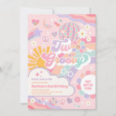 Two Groovy Disco Rainbow Sun 2nd Birthday  招待状 (正面)