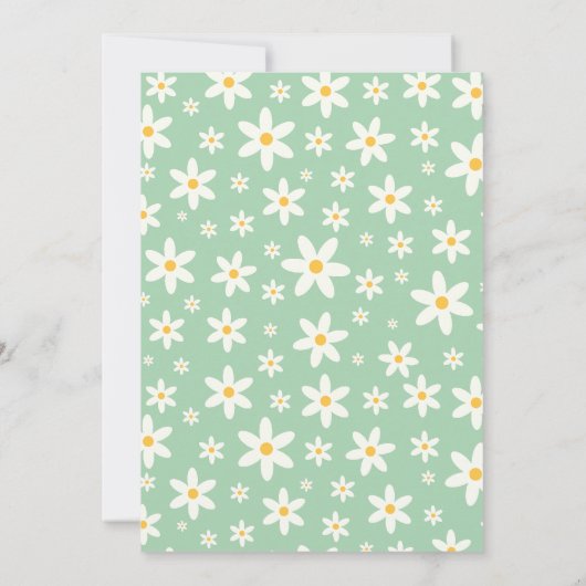 TWO groovy Mint Green Daisy 2nd Birthday 招待状 (裏面)