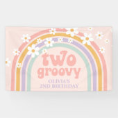 TWO Groovy Pastel rainbow 2ND誕生日 横断幕 (横)