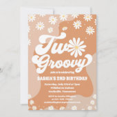 Two Groovy Retro Daisy 2nd Birthday Invitation 招待状 (正面)