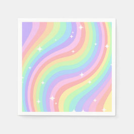 Two Groovy | Retro Pastel Rainbow 2nd Birthday スタンダードカクテルナプキン