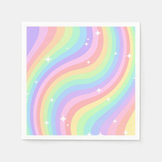 Two Groovy | Retro Pastel Rainbow 2nd Birthday スタンダードカクテルナプキン (正面)