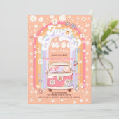 TWO Groovy VanデイジーHippie 70s第2誕生日 招待状 (スタンド正面)