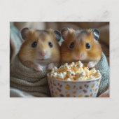 Two Hamsters With a Large Popcorn Bowl ポストカード (正面)