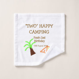 Two happy camping 2nd birthday tree camp kids ウォッシュタオル