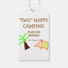 Two happy camping 2nd birthday tree camp kids ギフトタグ