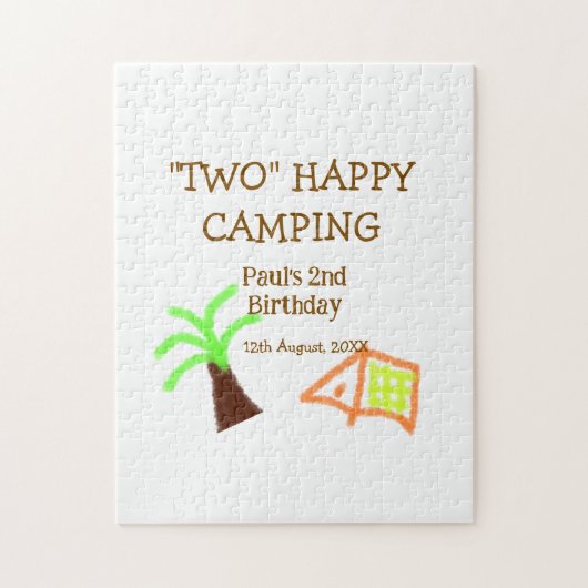 Two happy camping 2nd birthday tree camp kids ジグソーパズル (縦)