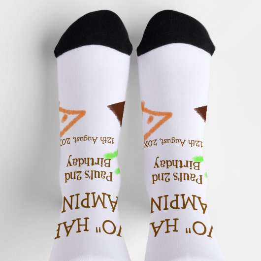 Two happy camping 2nd birthday tree camp kids ソックス (上部)