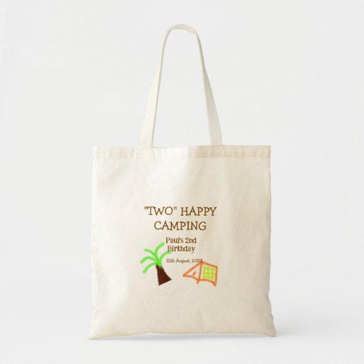 Two happy camping 2nd birthday tree camp kids トートバッグ (正面)