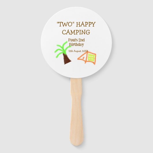 Two happy camping 2nd birthday tree camp kids ハンドファン (裏面)
