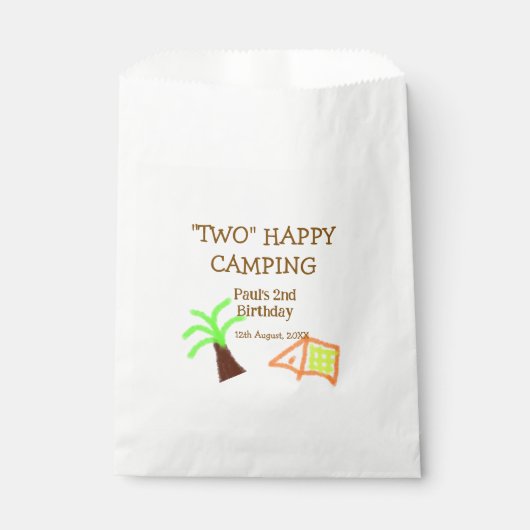 Two happy camping 2nd birthday tree camp kids フェイバーバッグ (正面)