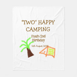 Two happy camping 2nd birthday tree camp kids フリースブランケット