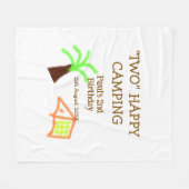 Two happy camping 2nd birthday tree camp kids フリースブランケット (正面(横))
