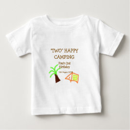 Two happy camping 2nd birthday tree camp kids ベビーTシャツ