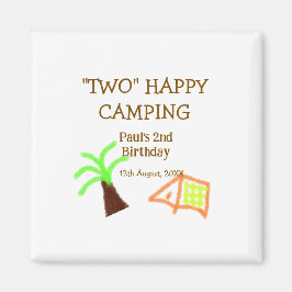 Two happy camping 2nd birthday tree camp kids マグネット