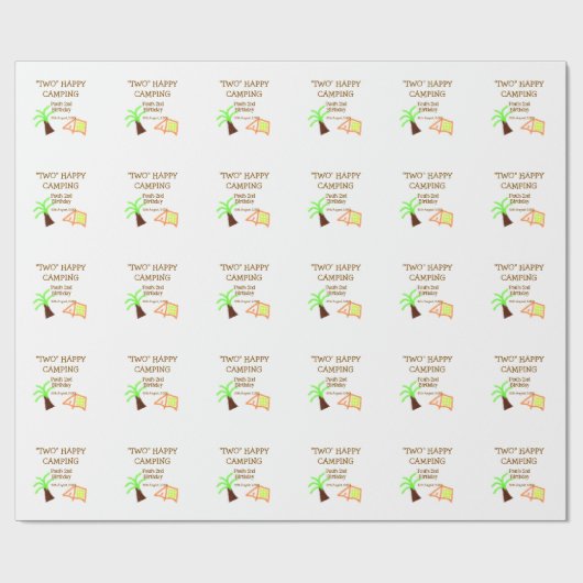 Two happy camping 2nd birthday tree camp kids ラッピングペーパー (フラット)