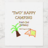 Two happy camping 2nd birthday tree camp kids ワインラベル (シングルラベル)