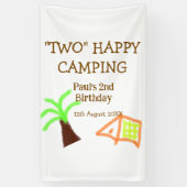 Two happy camping 2nd birthday tree camp kids 横断幕 (縦)