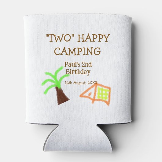 Two happy camping 2nd birthday tree camp kids 缶クーラー (裏面)