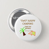 Two happy camping 2nd birthday tree camp kids 缶バッジ (正面&裏面)