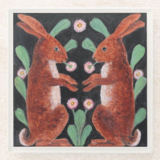 Two Hares by William Bell Scott ガラスコースター (正面)