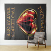 Two Hearts Beat As One Twin Flames Soulmates Love タペストリー (インサイチュ(横))