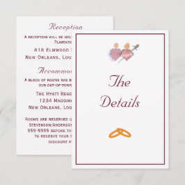 Two Hearts Burgundy Catholic Wedding エンクロージャーカード