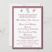 Two Hearts Burgundy Catholic Wedding Invitation 招待状 (正面)