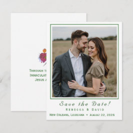 Two Hearts Catholic Flat Save The Date Card セーブザデート