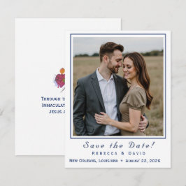 Two Hearts Catholic Flat Save The Date Card セーブザデート
