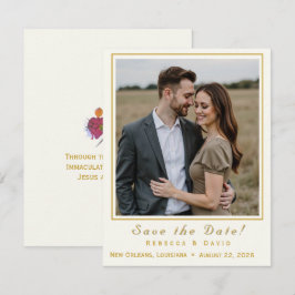 Two Hearts Catholic Flat Save The Date Card セーブザデート
