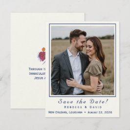 Two Hearts Catholic Flat Save The Date Card セーブザデート