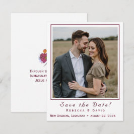 Two Hearts Catholic Flat Save The Date Card セーブザデート