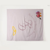  Two Hearts Catholic Monogrammed Wedding タペストリー (正面(横))