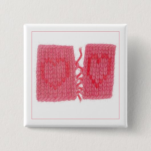 TWO HEARTS KNIT スクエアピンバッジ 缶バッジ (正面)