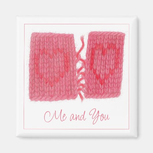 TWO HEARTS KNIT スクエアマグネット + テキスト マグネット (正面)