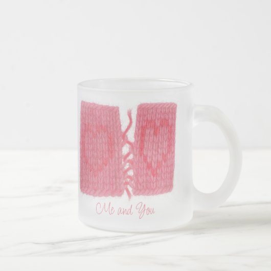 TWO HEARTS KNIT フロストガラス マグカップ + テキスト (右)