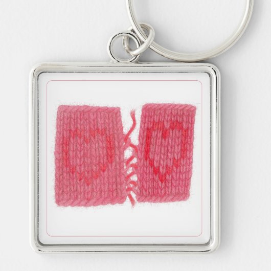 TWO HEARTS KNIT プレミアムスクエアキーチェーン キーホルダー (正面)
