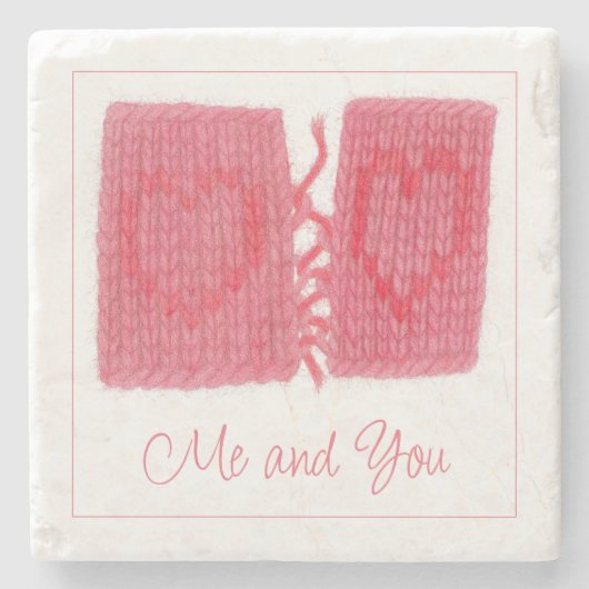 TWO HEARTS KNIT 大理石 コースター + テキスト (正面)