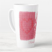 TWO HEARTS KNIT 背の高いラテマグ + テキスト カフェラテマグ (左アングル)