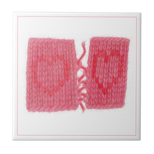 TWO HEARTS KNIT 4.25" セラミックタイル (正面)