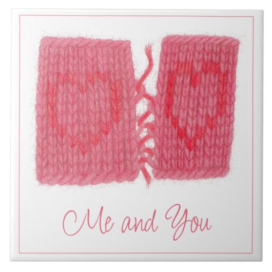 TWO HEARTS KNIT 6" セラミックタイル + テキスト (正面)