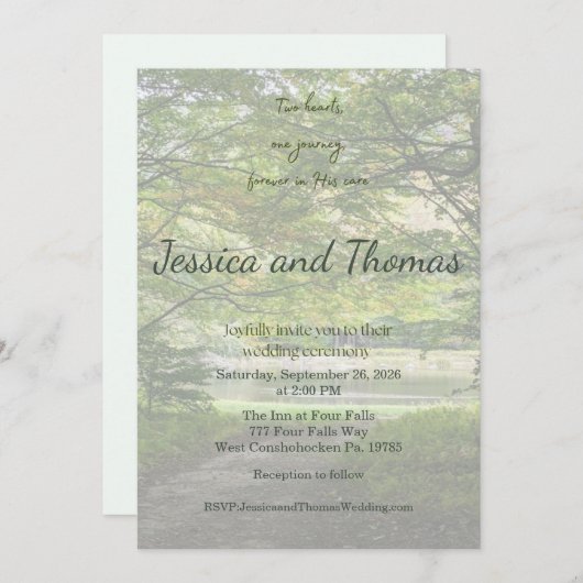 Two Hearts One Journey Photo Wedding Invitation 招待状 (正面/裏面)