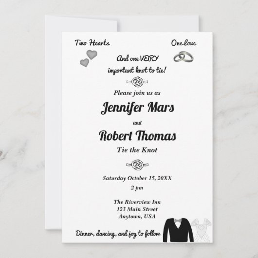 Two Hearts, One Love, Knotting the Tie Invitation 招待状 (正面)