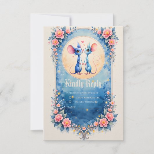 Two Hearts, One Love – Wedding Mice. 出欠カード (正面)