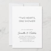 Two Hearts, One Shower Simple Photo Couple Shower 招待状 (正面)