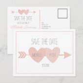 Two Hearts Save The Date ポストカード (白) (正面/裏面)