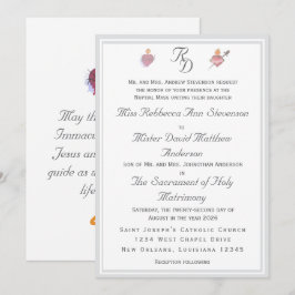 Two Hearts Silver Catholic Wedding Invitation 招待状