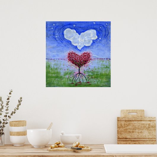 Two Hearts Surrealist Art ポスター (キッチン)