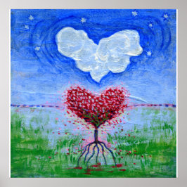 Two Hearts Surrealist Art ポスター